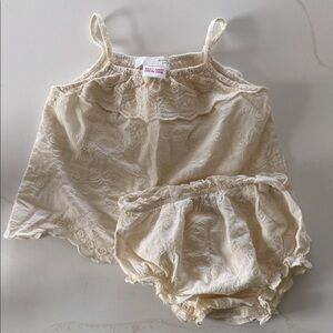 Zara baby Cream Embroidered Baby Tank & Bloomer Set